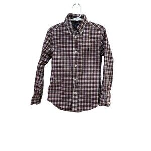 Ralph Lauren Red Plaid Checkered Button-Down Shirt Youth Boy's Size 7 Cotton